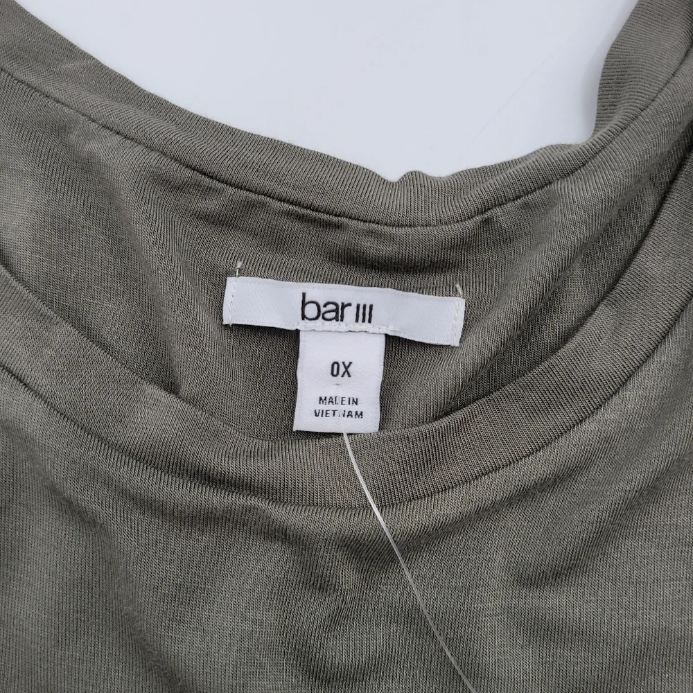 Bar III Olive Green Long-Sleeve Draped Shift Dress